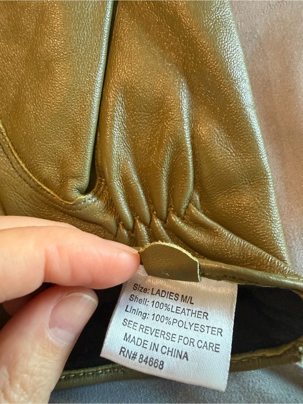 Olive Green Leather Gloves